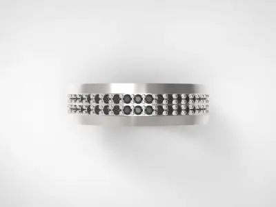 Wedding bands double row with diamonds 3D print model 3D model