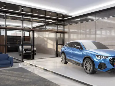 Audi Q3 Modern Showroom - Hipoly 3D Model - blender - fbx - obj 3D model