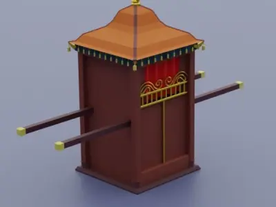 Ancient Chinese chariot Low-poly 3D model