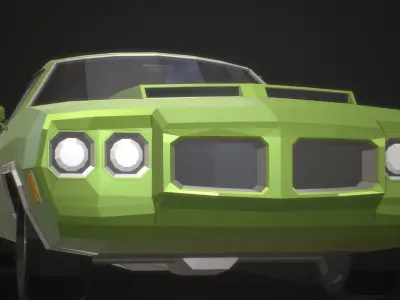 Low Poly Retro Muscle Car 02 Low-poly 3D model