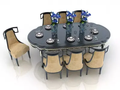 table dining and chairs 3D model shop