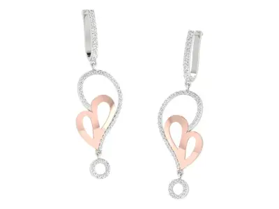 Women Drop Heart Earrings 3dm STL OBJ FBX Renders Details 3D print model