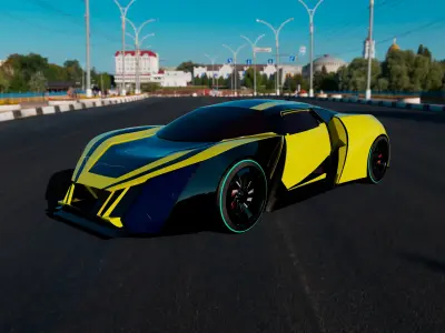  yellow sports car 3D model