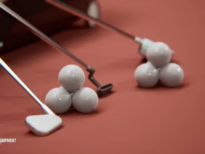 Sports equipment - balls and outfit Low-poly 3D model