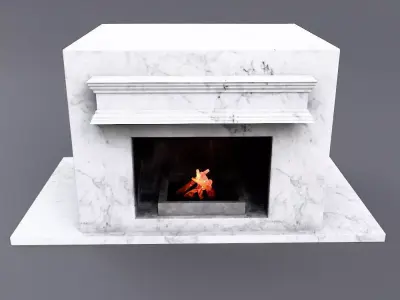 Marble fire place low poly 3d model  Low-poly 3D model