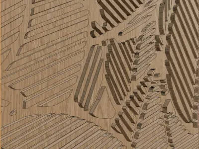 Decorative Wooden Wall Model 8 Low-poly 3D model