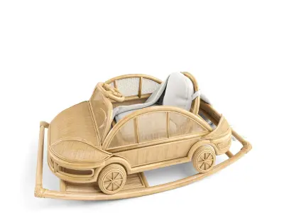 Kids Rattan VW rocking car 3D model
