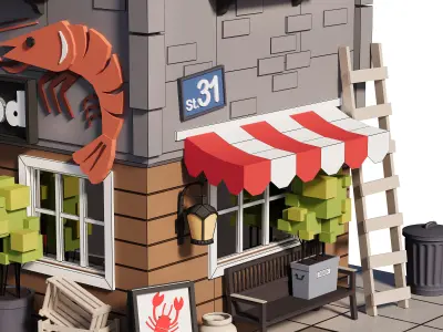 Cartoon House 01 Low-poly Building Low-poly 3D model