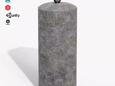 Granite Bollard Low-poly 3D model