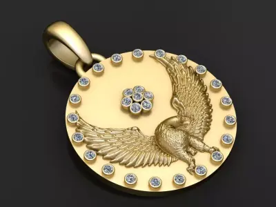Gold eagle pendant 3D printable model   3D print model