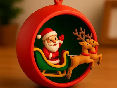 Colorful Santa Claus  Reindeer  3D print model