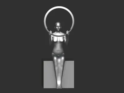 female statue lamp on table 3D print model