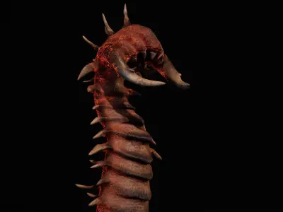 Hell worm guard low-poly game engine ready 3D model Low-poly 3D model