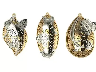 Earrings flower butterfly  3D print model