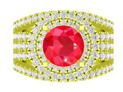 Luxury Multi Row Halo Diamond Ring 3D Jewelry Model 4418 3D print model