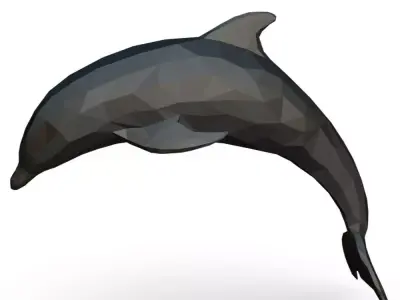 dolphin low poly polygonal 3D print model