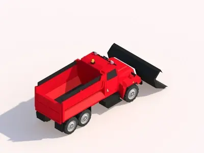 Cartoon Low Poly Snow Truck Vehicle 3D model