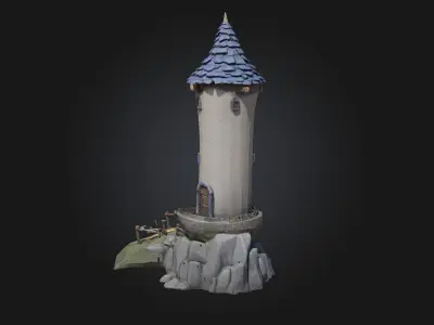 Enchanted Tower  A Mystical Retreat Above the Clouds 3D model