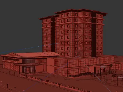 Hotel at night 3D model