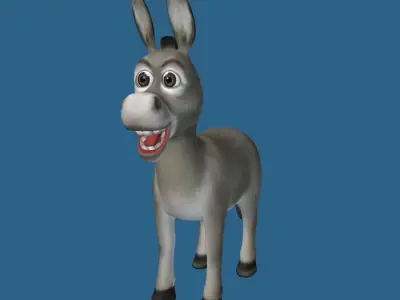 Cartoon of donkey Low-poly 3D model