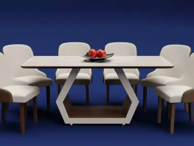 Modern Wood Table 6 seats 2 3D model