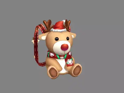 cartoon christmas backpack  - elk doll decoration Low-poly 3D model