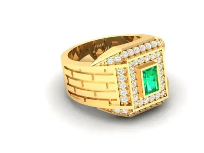 Luxury Emerald Diamond Men Ring 3D Model 124 3D print model