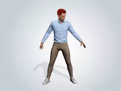 Realistic Male 3D Character with red hair 3D model