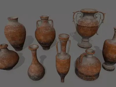 vase set greek Low-poly 3D model
