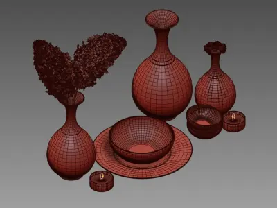 set1230 turkish ceramic tableware set - turkish ceramic table... 3D model