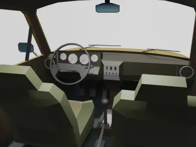 SKODA 105 and SKODA 120 with interior Low-poly 3D model