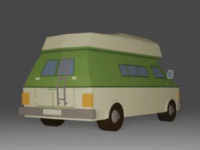 Cartoon low poly camper van 3D model Free low-poly 3D model