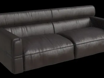 Brown Leather Upholstered Sofa 3D model