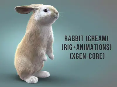 Rabbit Cream ANIMATED XGEN CORE 3D model