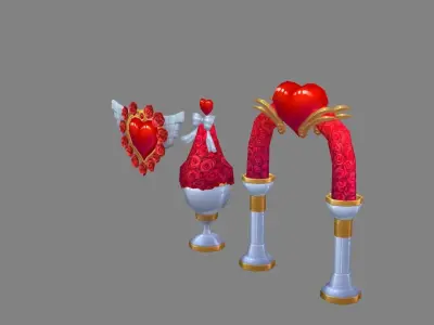 cartoon wedding decoration props Low-poly 3D model