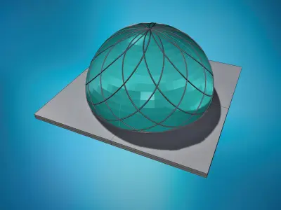 Dome spiral with glass and wire frame structure Low-poly 3D model