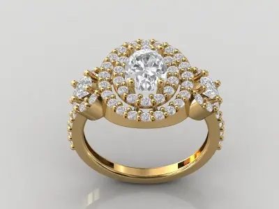 STL 3DM Print Ready Women Diamond Ring Lightweight Printable  3D print model 67