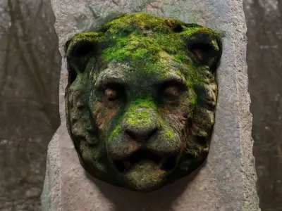 Lion head  Low-poly 3D model