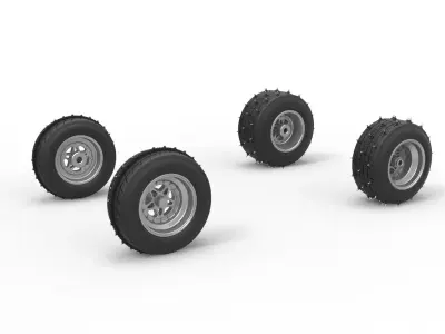 Wheel set of Ice Sprint car Scale 1 to 25 3D print model