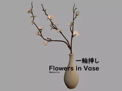 Flower in Vase Low-poly 3D model