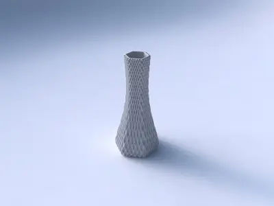 Vase squeezed hexagon with grid piramides 2 3D print model