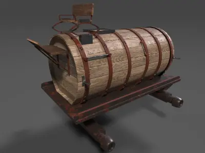 Old Wooden Oil Tank Low-poly 3D model