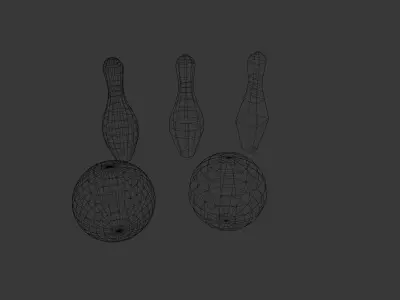 Low poly Bowling bowl and pin LOD ready Low-poly 3D model