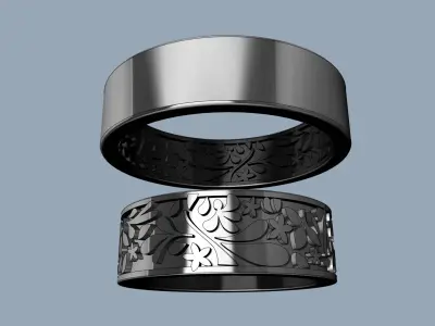 Floral Wedding Bands - Argollas matrimonio  3D print model