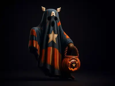 Captain America Ghost Halloween Decor Superhero Pumpkin  3D print model