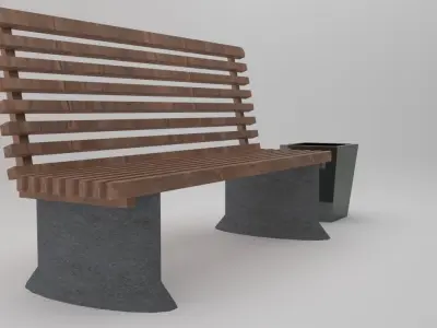 bench1 bench and trash can Free 3D model