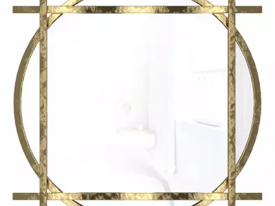 Round mirror in a gold decorative metal frame Meryl 3D model