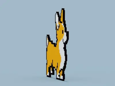 Pixel Corgi Symbol Low-poly 3D model