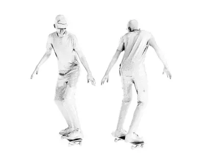 Young man on a skate 36 Low-poly 3D model