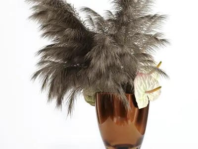 Anthuriums and Protea with Pampas grass 3D model